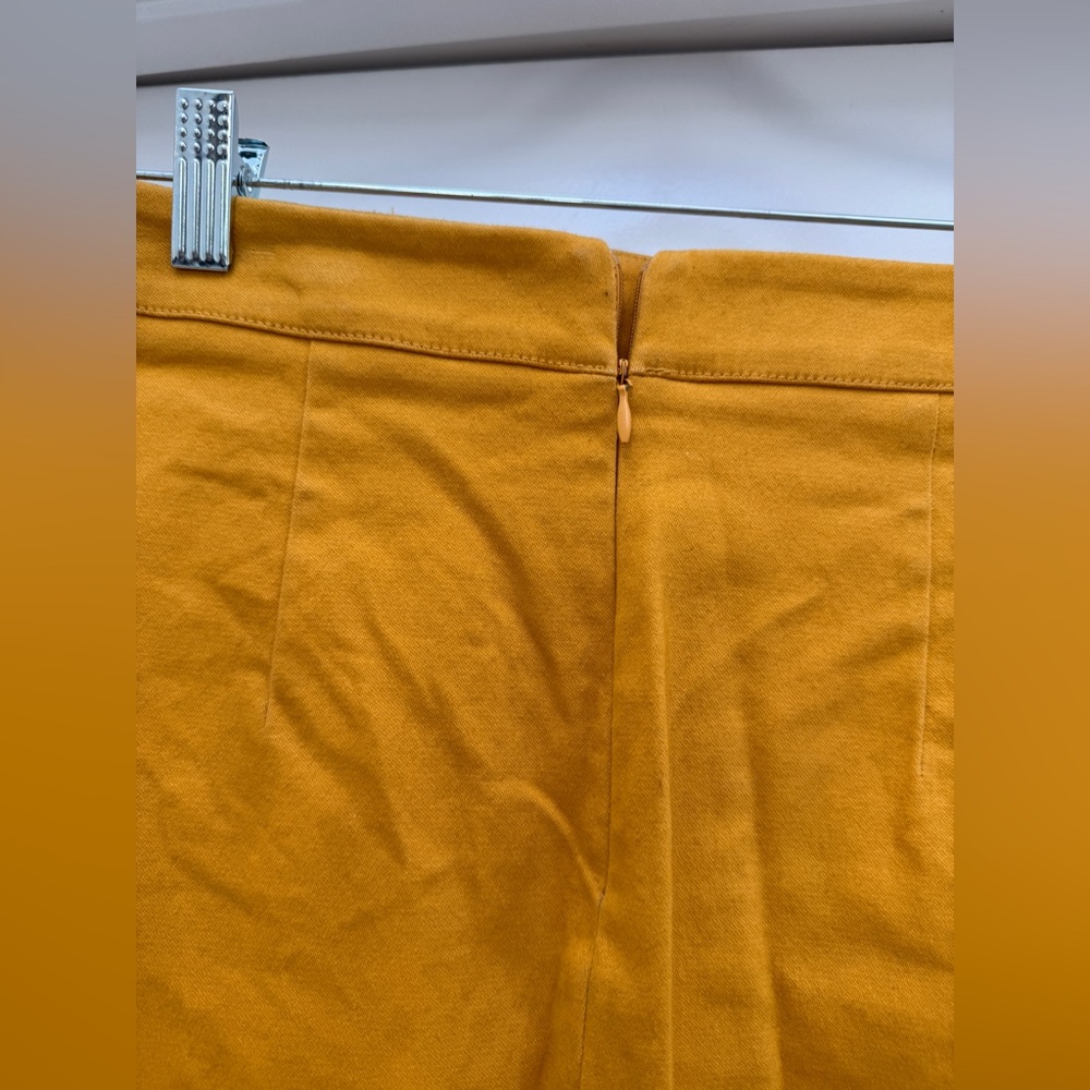 Forever 21 Mustard Yellow Button Front Mini Skirt Casual A-Line | Size M - Picture 8 of 9